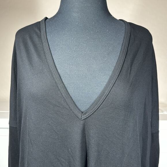 Zara W & B Long Sleeve V-Neck Semi-Sheer Black Delicate Blouse Top Size L - Picture 6 of 14